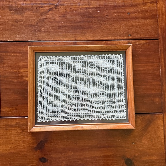 Framed Crochet Wall Art ‘Bless this house’ - Picture 3 of 4